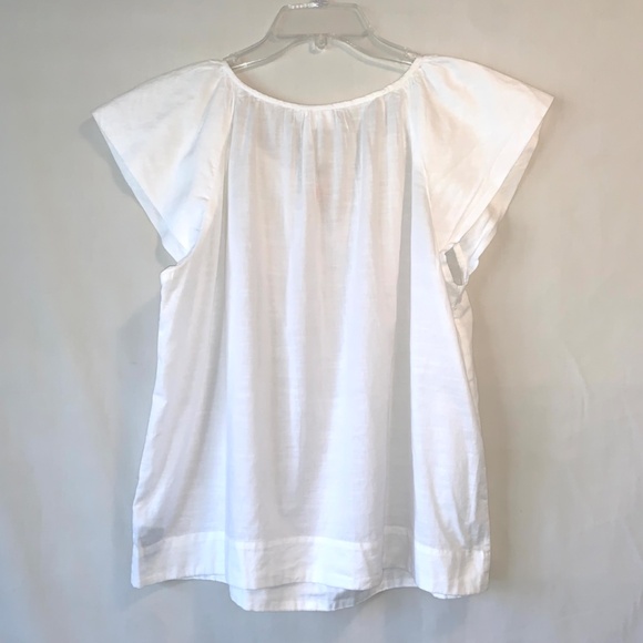 GAP Womens White V-Neck Short Flutter Sleeve Blouse Size Small - Picture 5 of 8
